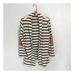 Stripe Cardigan with elbow pads
